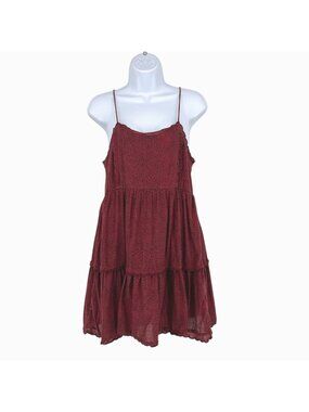 Urban Outfitters Hannah Red Scallop Babydoll Dress Size Small 100% Cotton